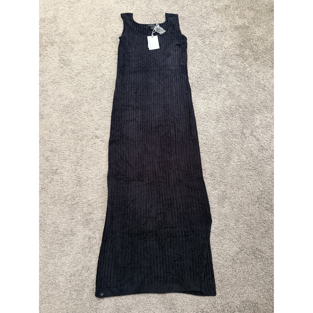 Barefoot Dreams Black Ribbed Square Neck Tank Maxi Dress XS Tall Cozy Chic NWT